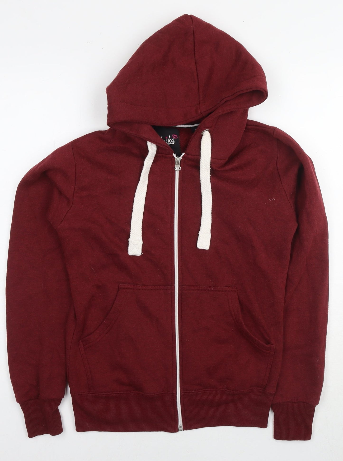 Malaika Womens Red Cotton Full Zip Hoodie Size S Zip