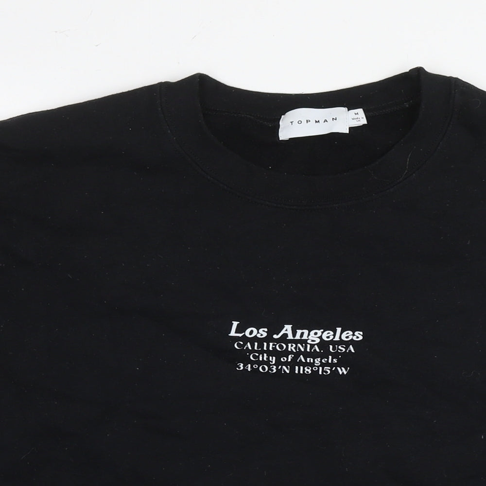 Topman Mens Black Polyester Pullover Sweatshirt Size M - Los Angeles