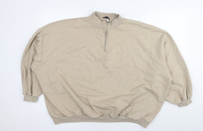Boohoo Womens Beige Cotton Pullover Sweatshirt Size M Pullover