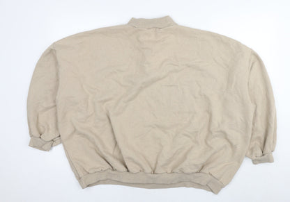 Boohoo Womens Beige Cotton Pullover Sweatshirt Size M Pullover