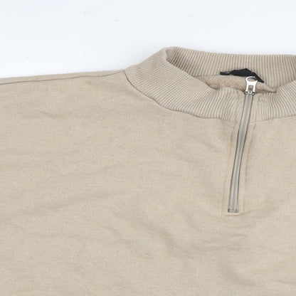 Boohoo Womens Beige Cotton Pullover Sweatshirt Size M Pullover