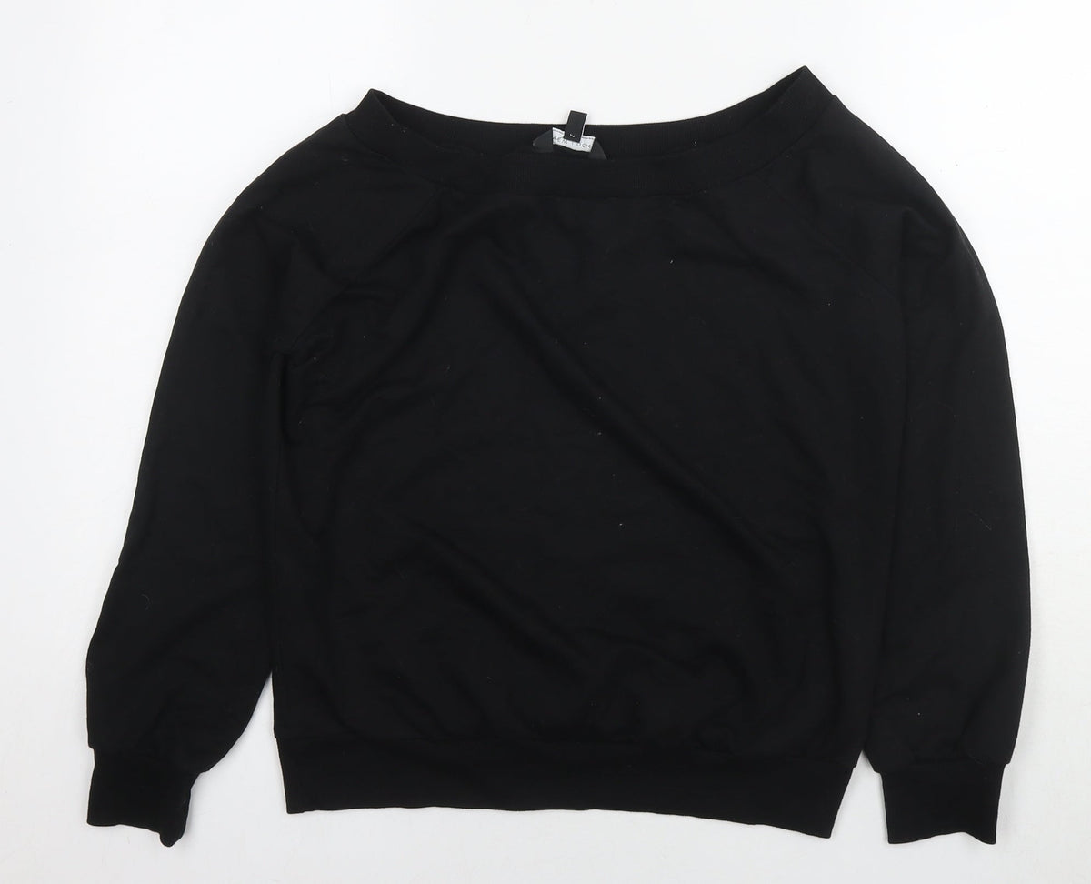 New Look Womens Black Cotton Pullover Sweatshirt Size 12 Pullover