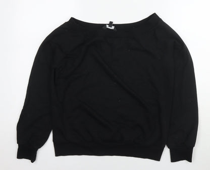 New Look Womens Black Cotton Pullover Sweatshirt Size 12 Pullover