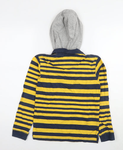 John Lewis Boys Yellow Striped Cotton Pullover Hoodie Size 10 Years Pullover