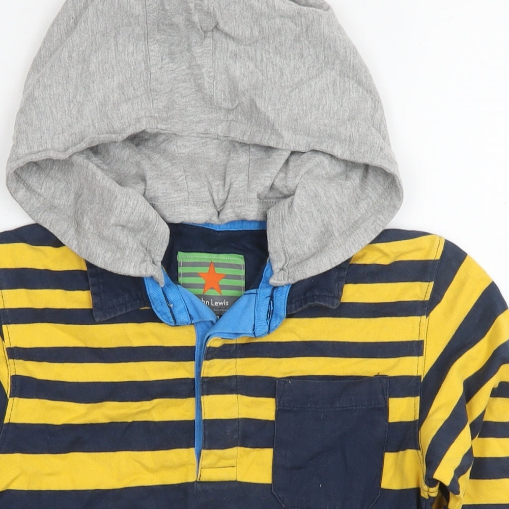 John Lewis Boys Yellow Striped Cotton Pullover Hoodie Size 10 Years Pullover