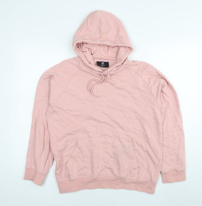 H&M Womens Pink Cotton Pullover Hoodie Size S Pullover