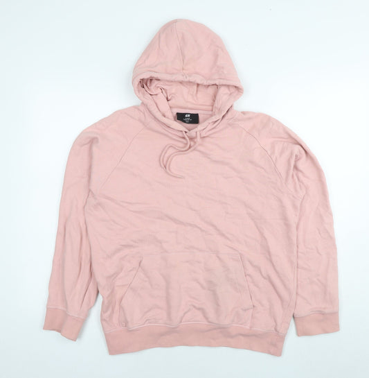 H&M Womens Pink Cotton Pullover Hoodie Size S Pullover