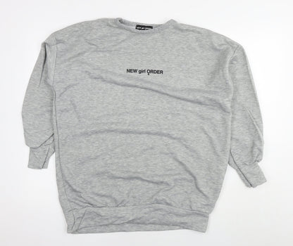 New Girl Order Womens Grey Polyester Pullover Sweatshirt Size 8 Pullover - Tunic Logo