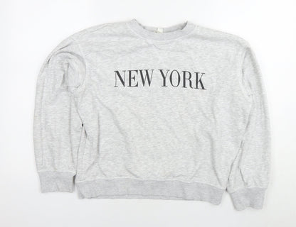 H&M Womens Grey Cotton Pullover Sweatshirt Size XS Pullover - New York