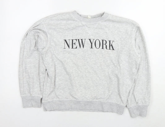 H&M Womens Grey Cotton Pullover Sweatshirt Size XS Pullover - New York
