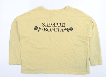 Womens UK Size M Pull&Bear Yellow Pullover Sweatshirt