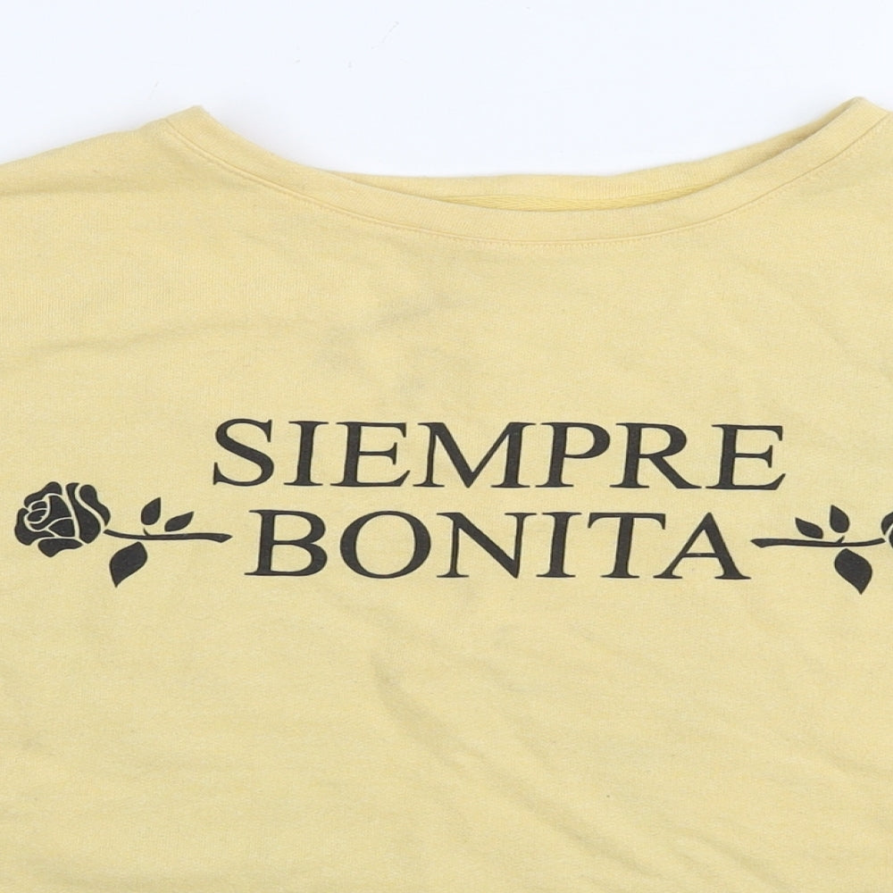 Womens UK Size M Pull&Bear Yellow Pullover Sweatshirt