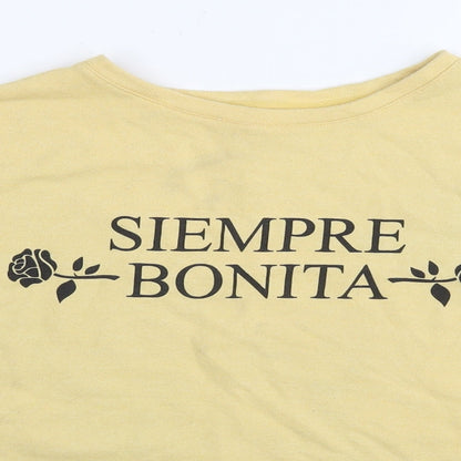 Womens UK Size M Pull&Bear Yellow Pullover Sweatshirt