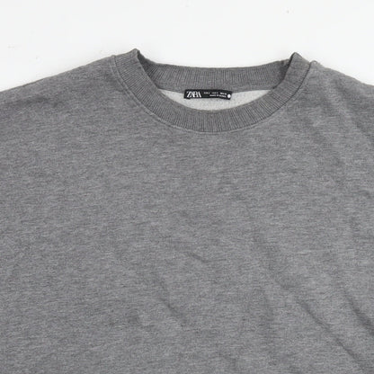 Zara Womens Grey Polyester Pullover Sweatshirt Size S Pullover