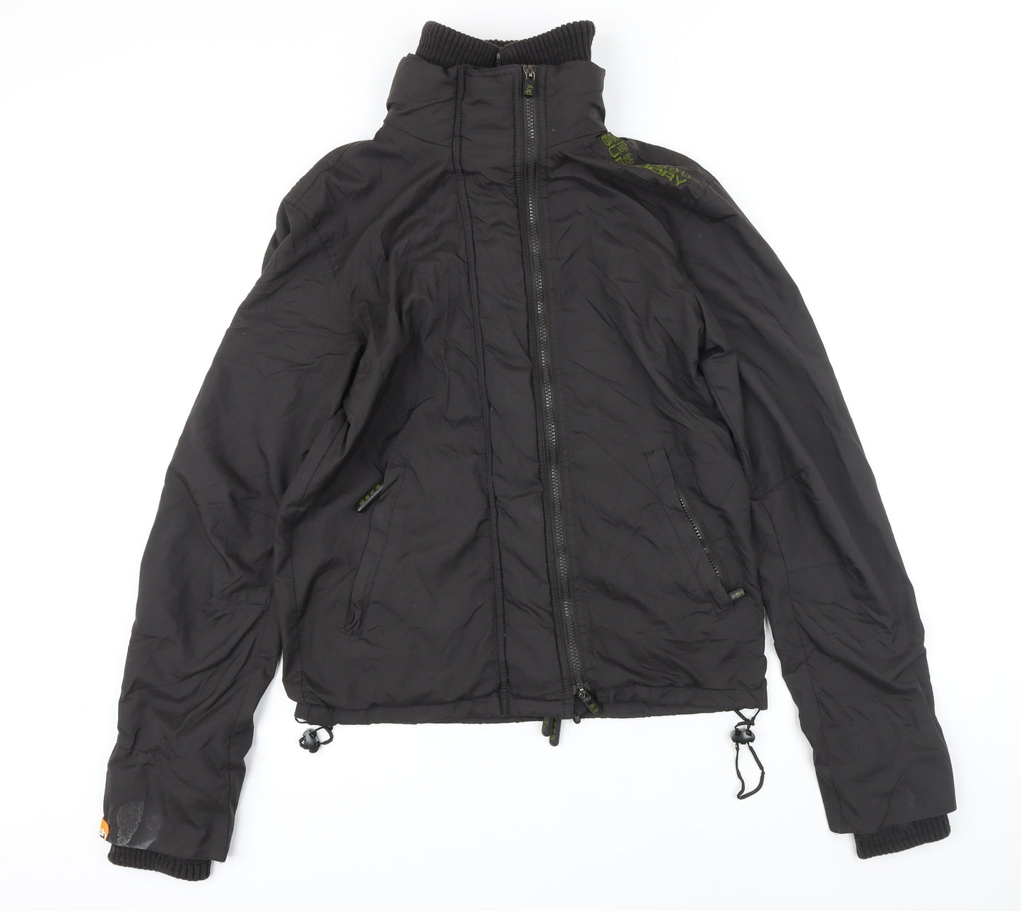 Mens UK Size S Super Dry Black Bomber Jacket