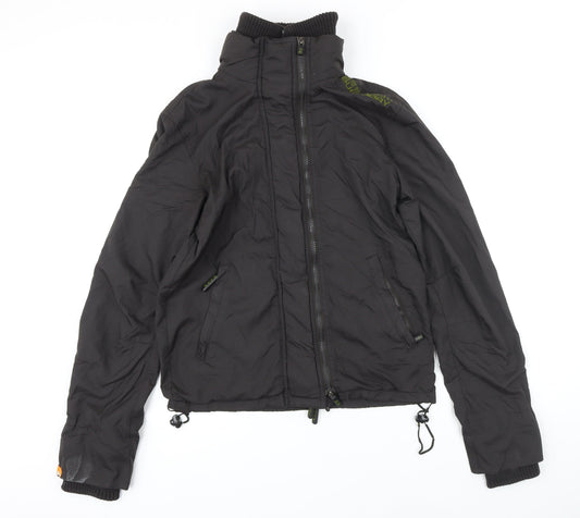 Mens UK Size S Super Dry Black Bomber Jacket