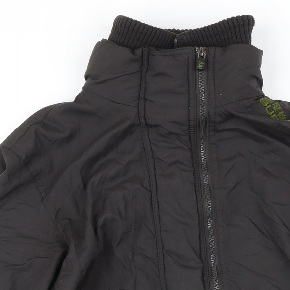 Mens UK Size S Super Dry Black Bomber Jacket