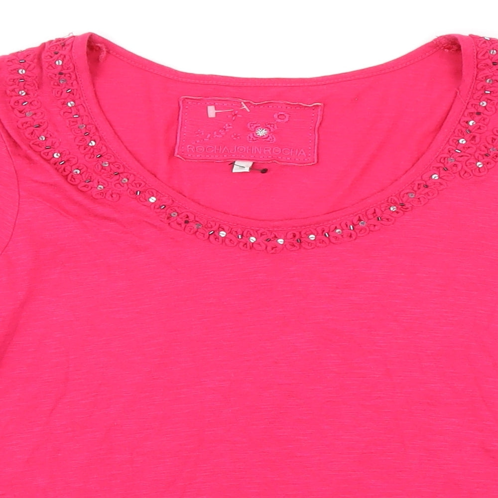 Womens UK Size 16 Rocha John Rocha Pink Basic T-Shirt