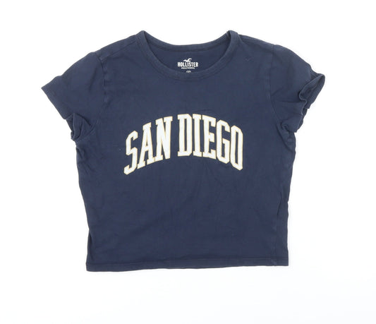 Womens UK Size XS Hollister Blue Cropped T-Shirt