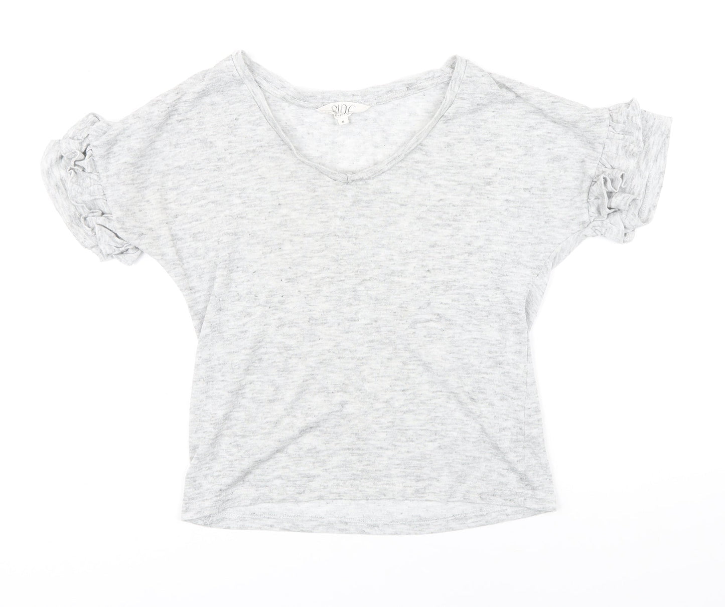 Savannah Miller Womens Grey Polyester Basic T-Shirt Size 8 Boat Neck