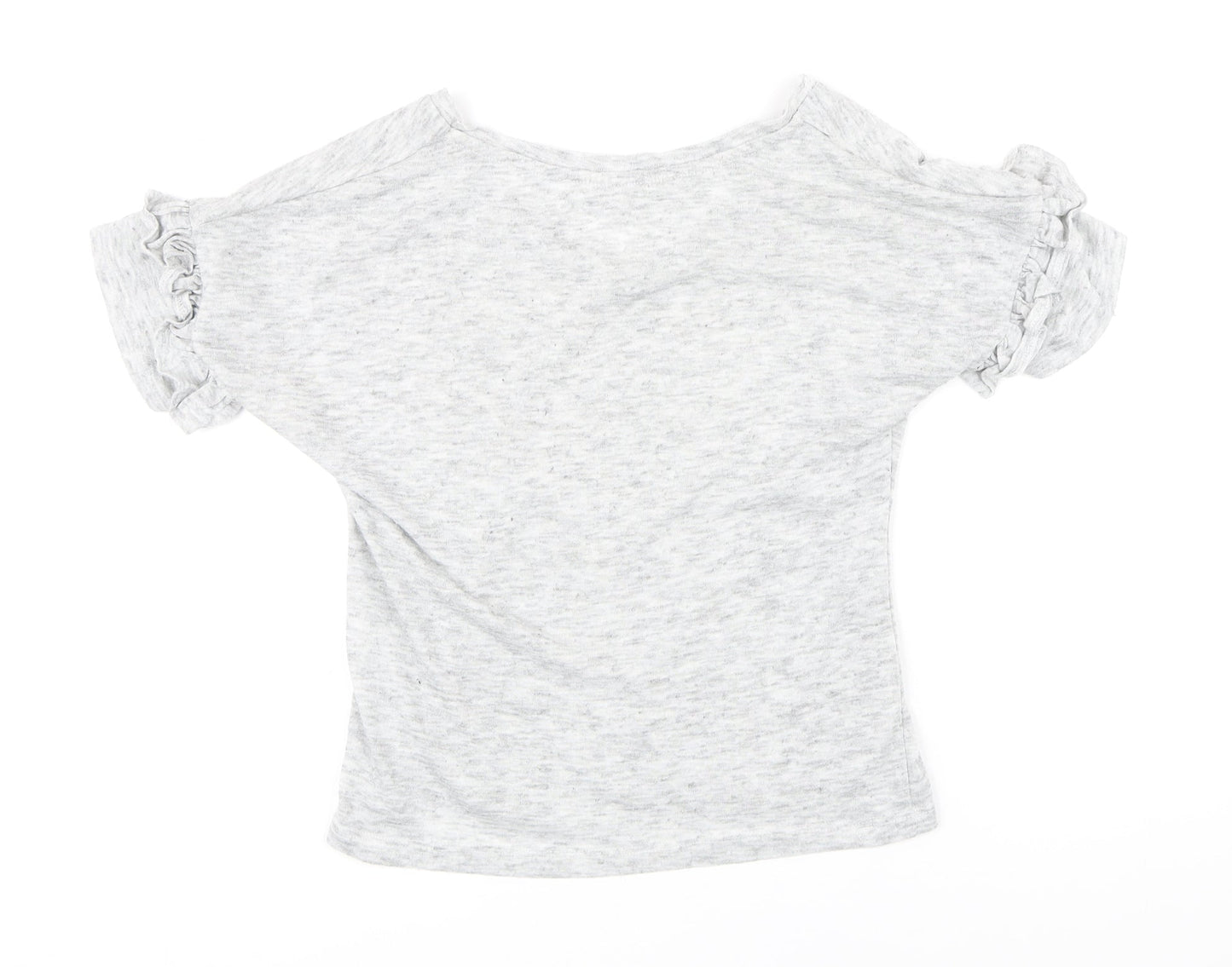 Savannah Miller Womens Grey Polyester Basic T-Shirt Size 8 Boat Neck