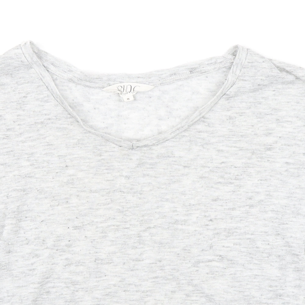 Savannah Miller Womens Grey Polyester Basic T-Shirt Size 8 Boat Neck