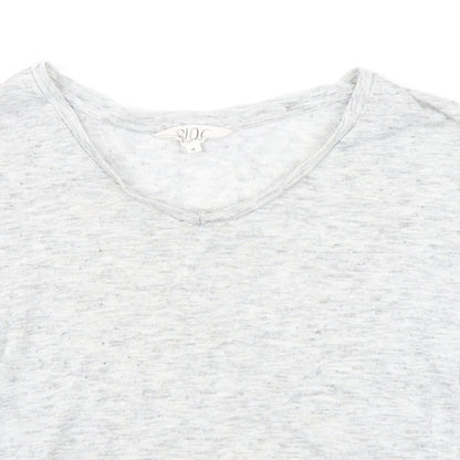 Savannah Miller Womens Grey Polyester Basic T-Shirt Size 8 Boat Neck