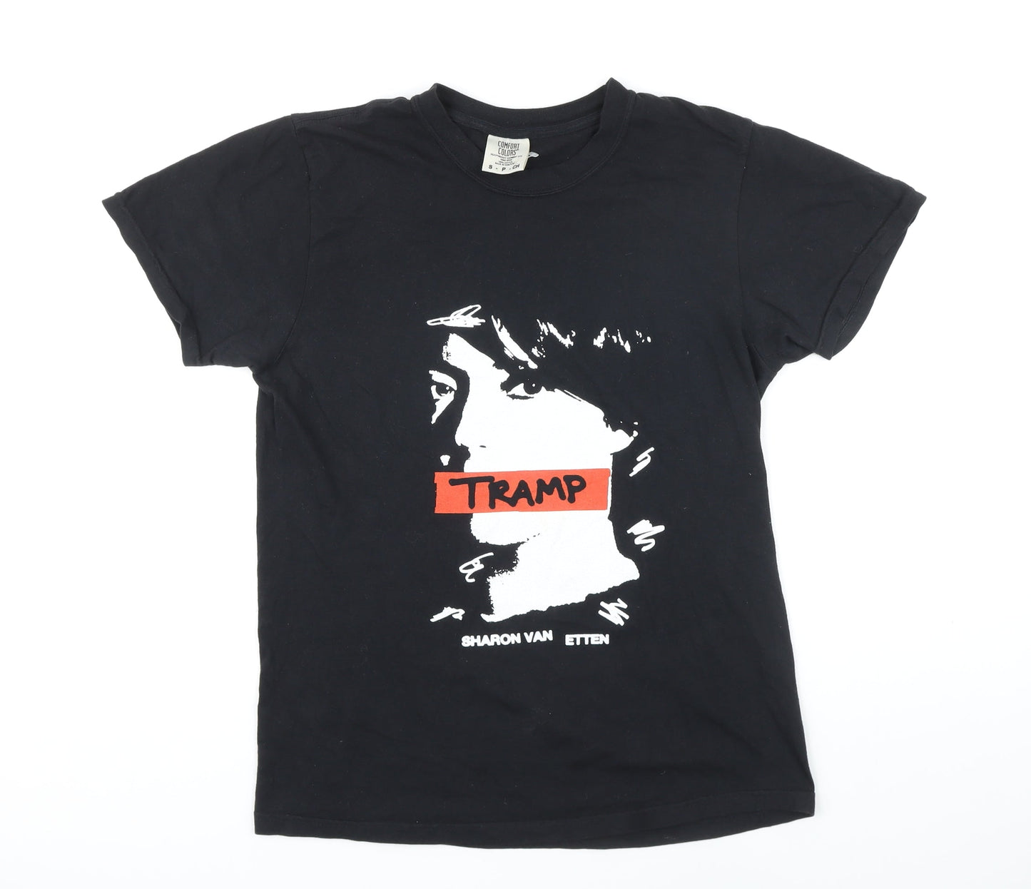 Comfort Colors Womens Black 100% Cotton Basic T-Shirt Size S Round Neck - TRAMP Sharon Van Ettan