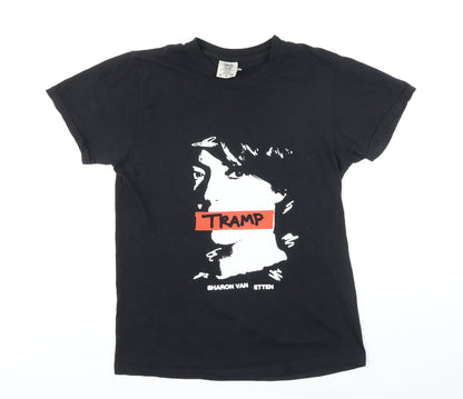 Comfort Colors Womens Black 100% Cotton Basic T-Shirt Size S Round Neck - TRAMP Sharon Van Ettan