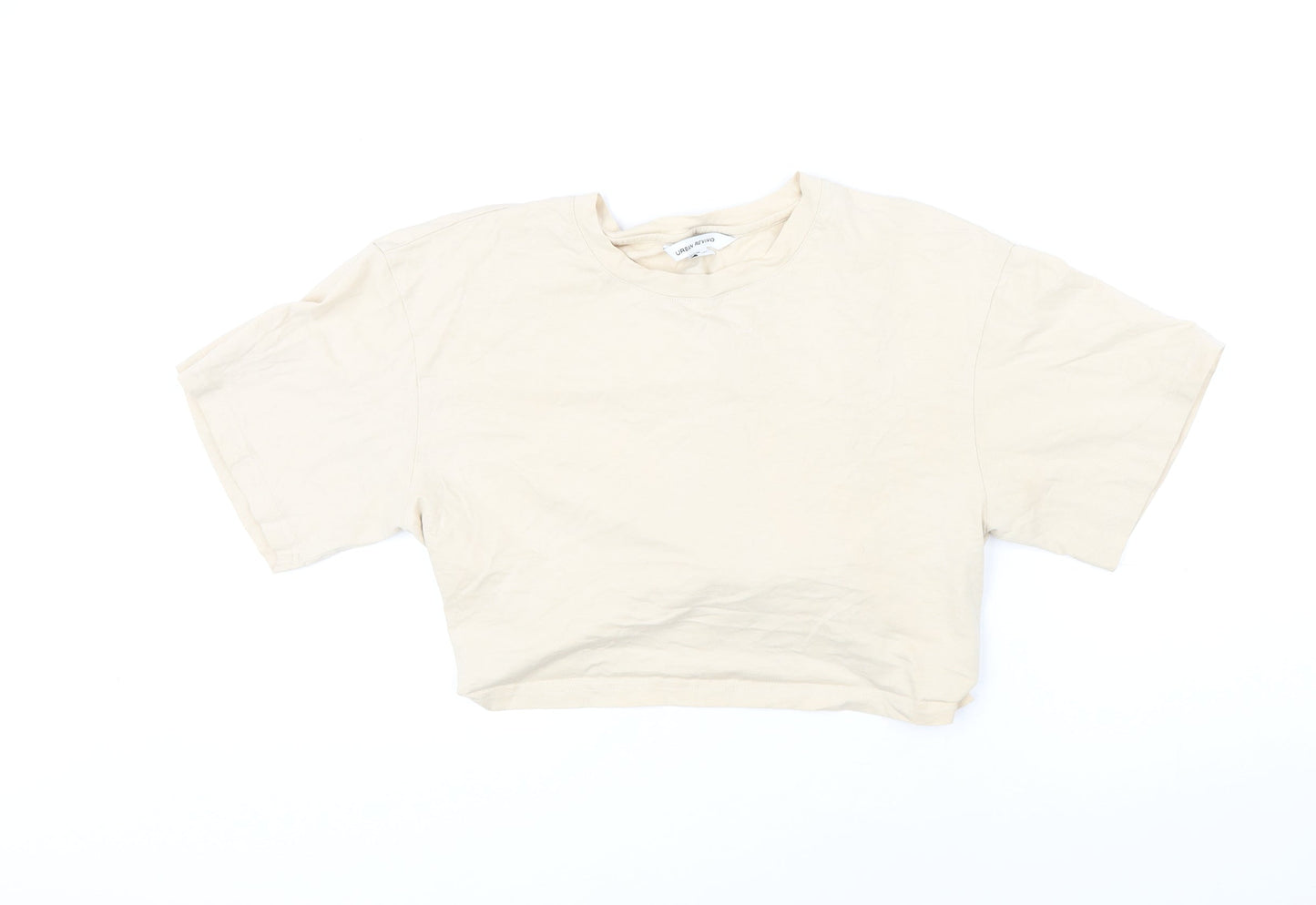 Womens UK Size 10 Urban Revivo Beige Cropped T-Shirt