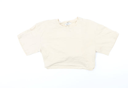 Womens UK Size 10 Urban Revivo Beige Cropped T-Shirt