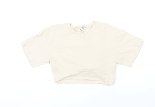 Womens UK Size 10 Urban Revivo Beige Cropped T-Shirt