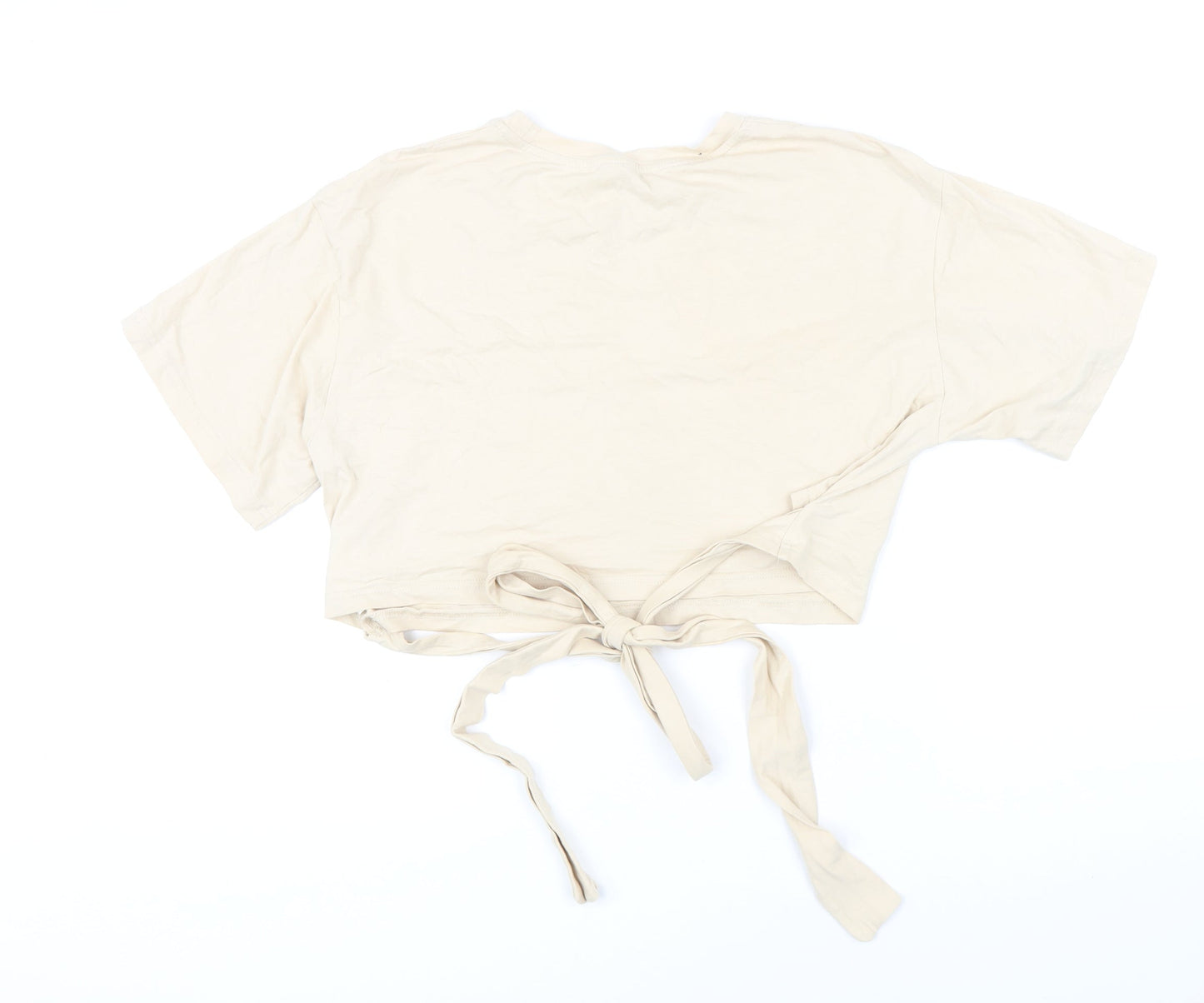 Womens UK Size 10 Urban Revivo Beige Cropped T-Shirt