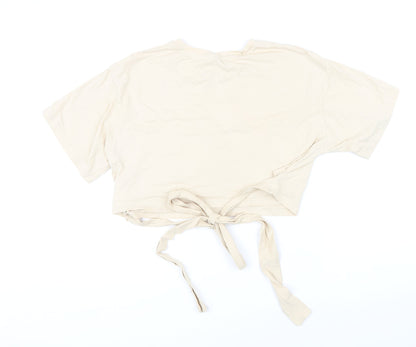 Womens UK Size 10 Urban Revivo Beige Cropped T-Shirt