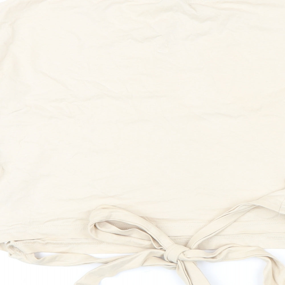 Womens UK Size 10 Urban Revivo Beige Cropped T-Shirt