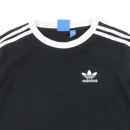 Addidas Womens Black Cotton Basic T-Shirt Size 8 Round Neck