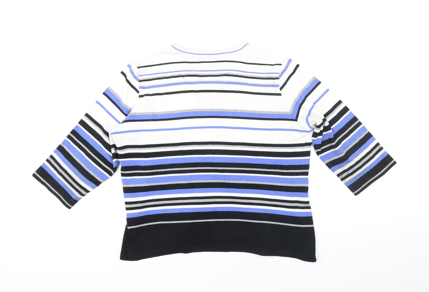 Maine Womens Blue Striped Cotton Tunic T-Shirt Size 18 Scoop Neck