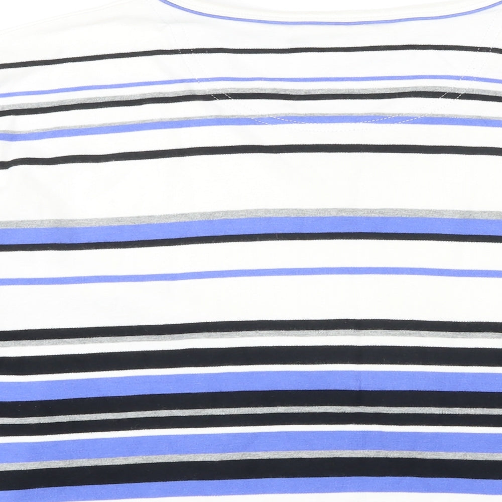 Maine Womens Blue Striped Cotton Tunic T-Shirt Size 18 Scoop Neck