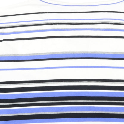 Maine Womens Blue Striped Cotton Tunic T-Shirt Size 18 Scoop Neck