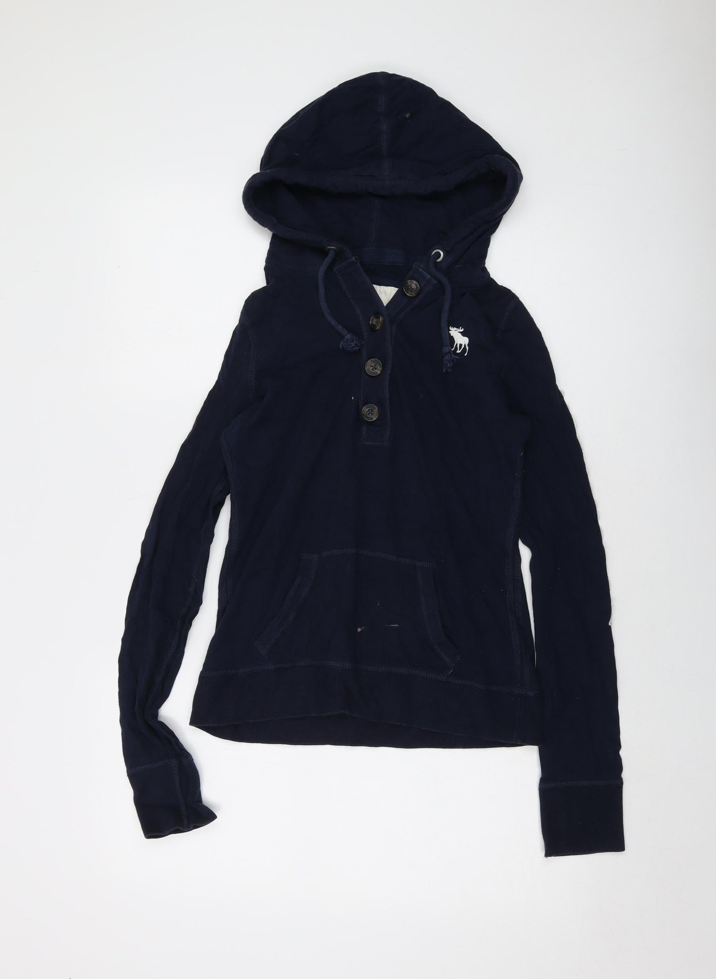Abercrombie & Fitch Womens Blue Cotton Pullover Hoodie Size M Button