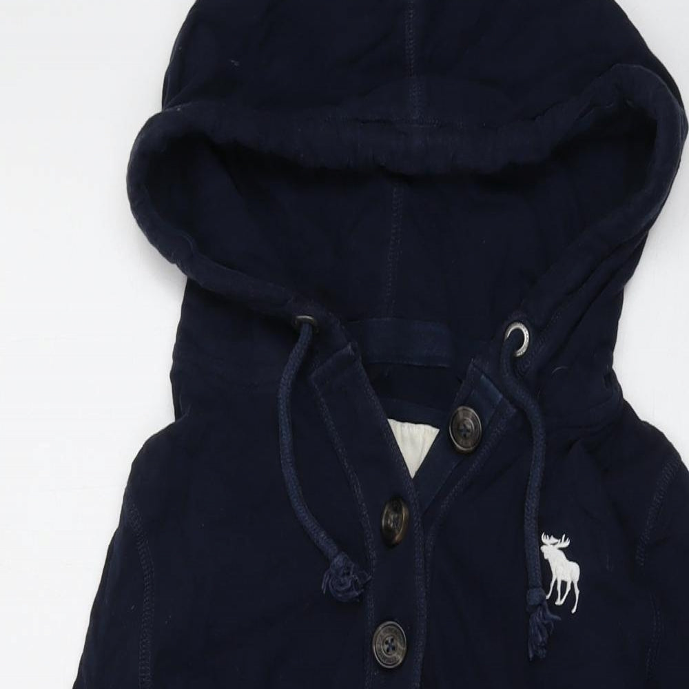 Abercrombie & Fitch Womens Blue Cotton Pullover Hoodie Size M Button