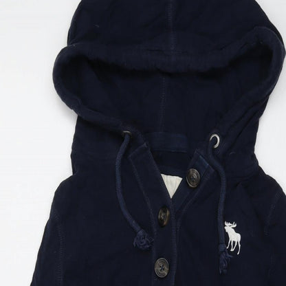 Abercrombie & Fitch Womens Blue Cotton Pullover Hoodie Size M Button