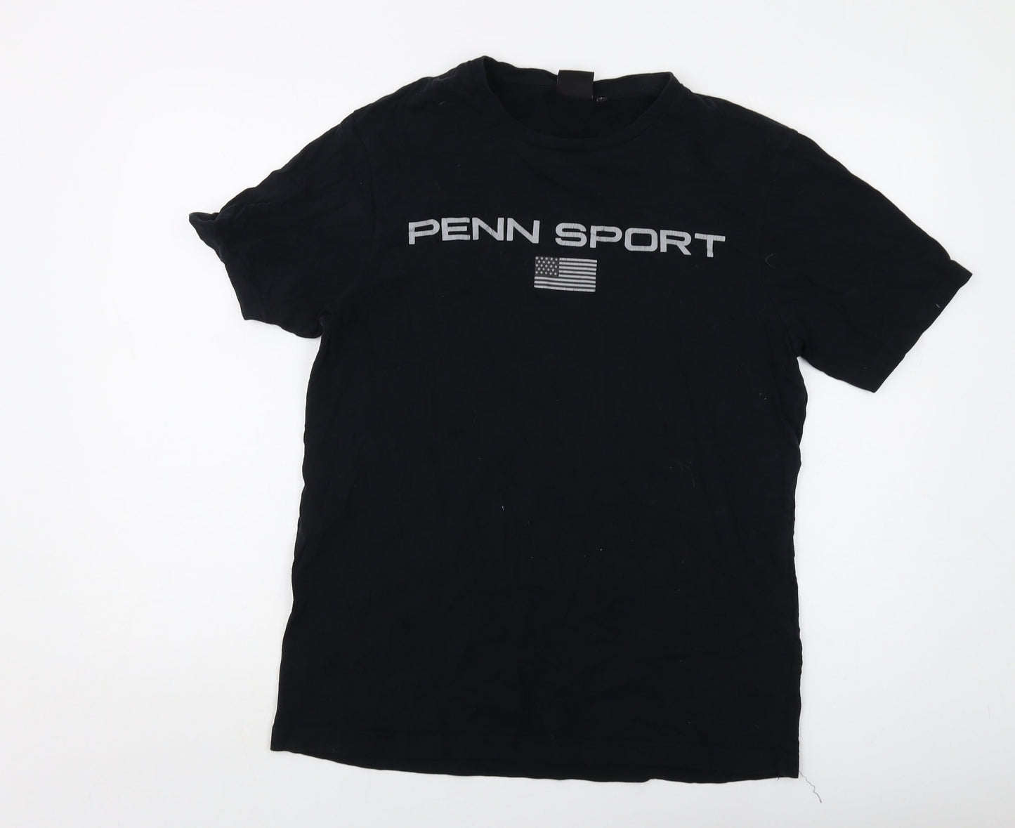 Penn Sport Mens Black Cotton T-Shirt Size M Crew Neck