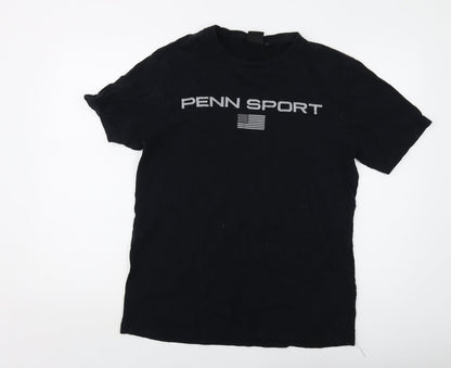 Penn Sport Mens Black Cotton T-Shirt Size M Crew Neck