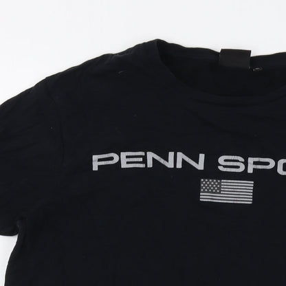 Penn Sport Mens Black Cotton T-Shirt Size M Crew Neck