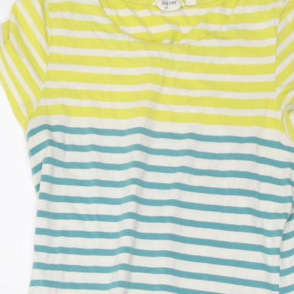 Lily & Me Womens Multicoloured Striped Cotton T-Shirt Dress Size 12 Round Neck Pullover