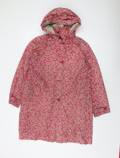 Tin Cloth Womens Pink Floral Overcoat Coat Size 14 Button