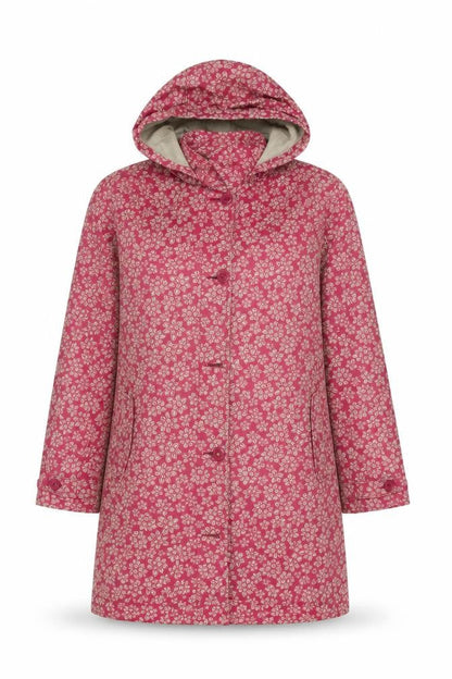 Tin Cloth Womens Pink Floral Overcoat Coat Size 14 Button