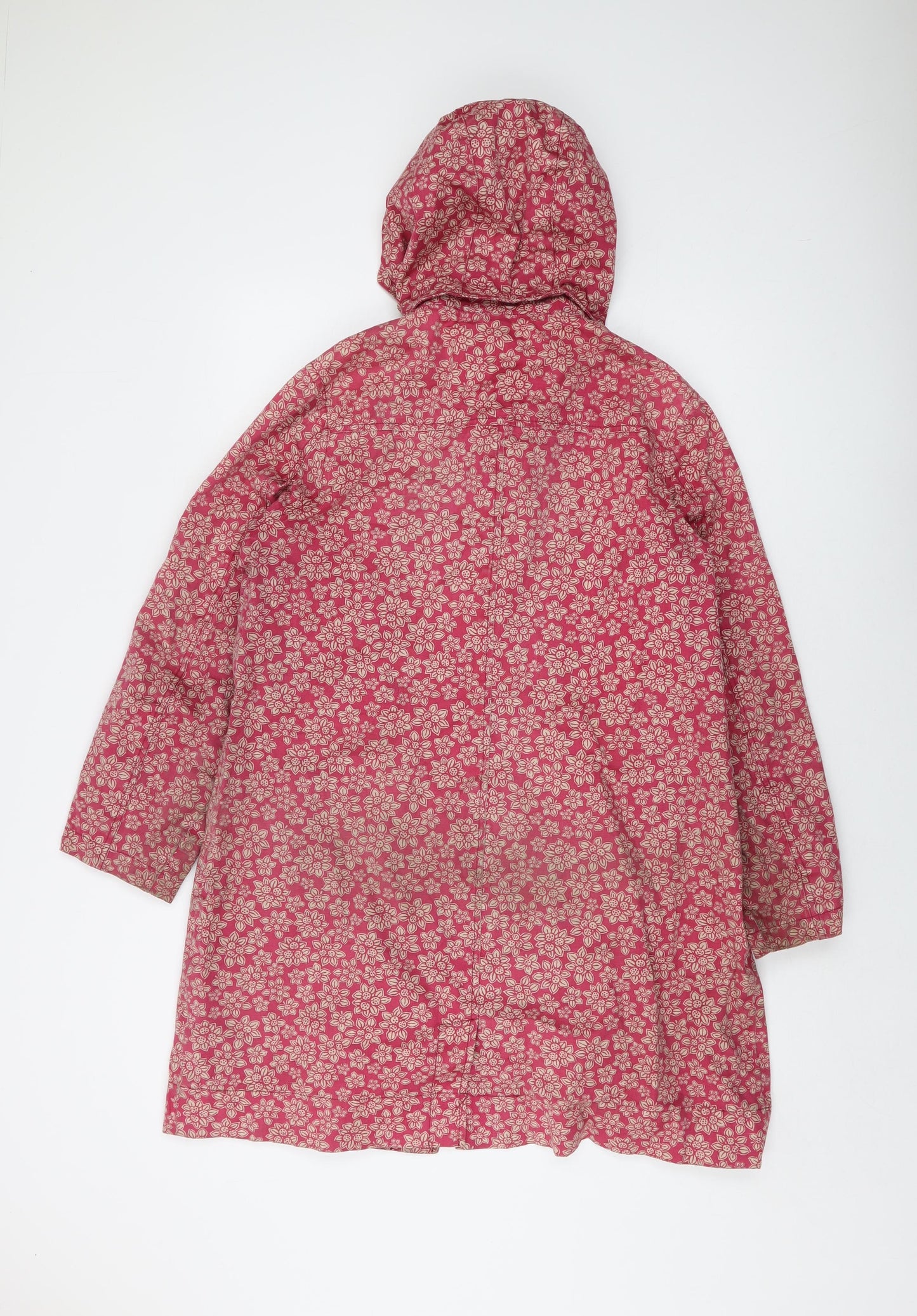 Tin Cloth Womens Pink Floral Overcoat Coat Size 14 Button