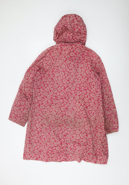 Tin Cloth Womens Pink Floral Overcoat Coat Size 14 Button